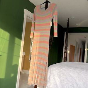Long Sweater Dress from Anthropology . Coral and blue stripes.NWT